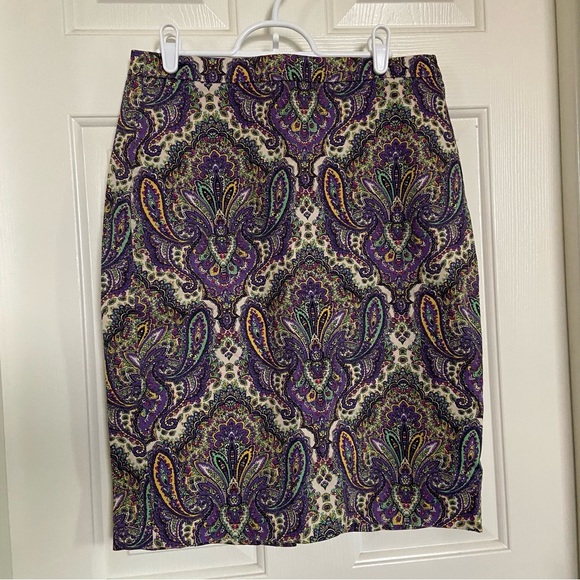 J. Crew No. 2 Pencil Skirt in Royal Paisley - Picture 3 of 11